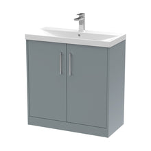 Hudson Reed Juno 800mm Floor Standing 2 Door Vanity & Basin 3 Contemp Coastal Grey MFC Smooth Matt 853x800x395mm - JJ Building Materials
