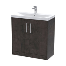 Hudson Reed Juno 800mm Floor Standing 2 Door Vanity & Basin 3 Contemp Metallic Slate MFC Textured Matt 853x810x395mm - JJ Building Materials