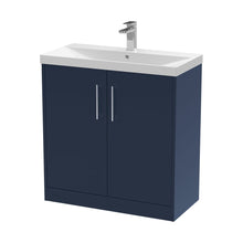 Hudson Reed Juno 800mm Floor Standing 2-door Vanity & Basin 3 Contemp Midnight Blue MFC Painted Matt 853x810x395mm - JJ Building Materials