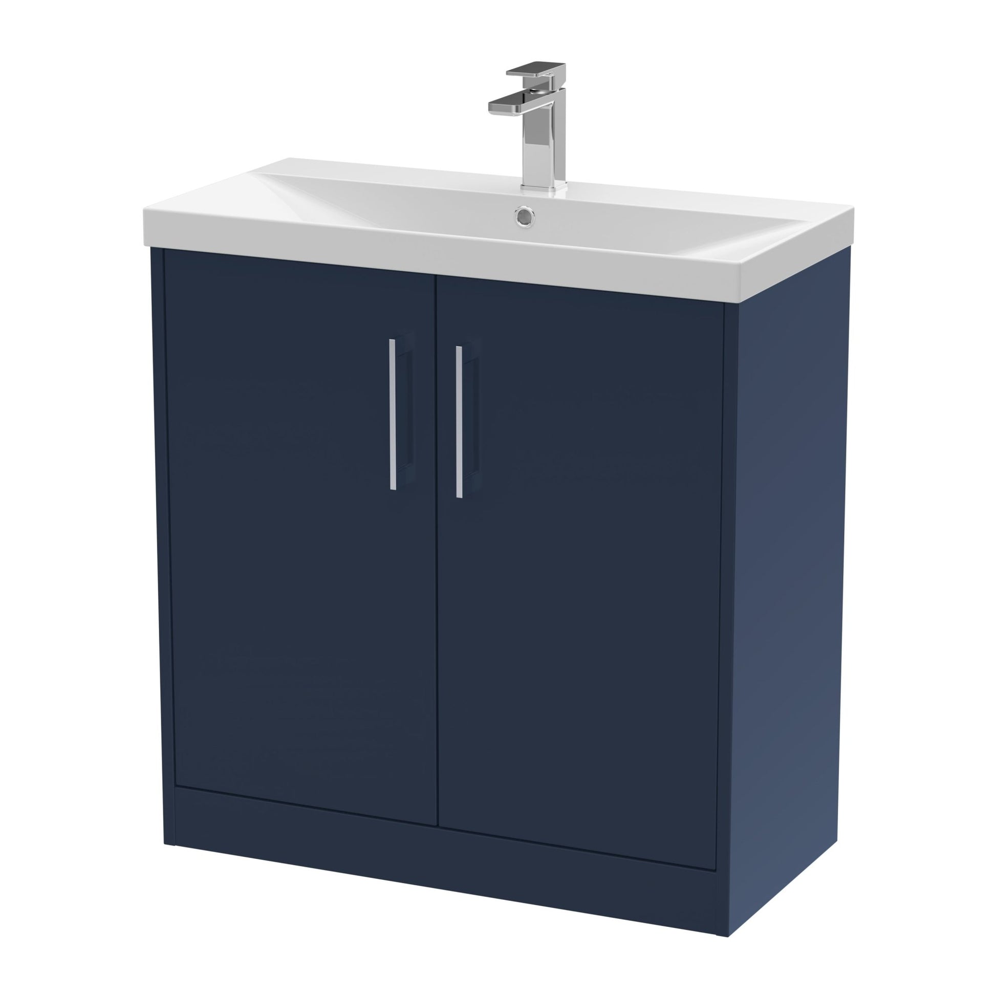 Hudson Reed Juno 800mm Floor Standing 2 - door Vanity & Basin 3 Contemp Midnight Blue MFC Painted Matt 853x810x395mm - JJ Building Materials