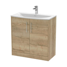 Hudson Reed Juno 800mm Floor Standing 2 Door Vanity & Basin 4 Contemp Autumn Oak MFC Textured Woodgrain 833x810x440mm - JJ Building Materials