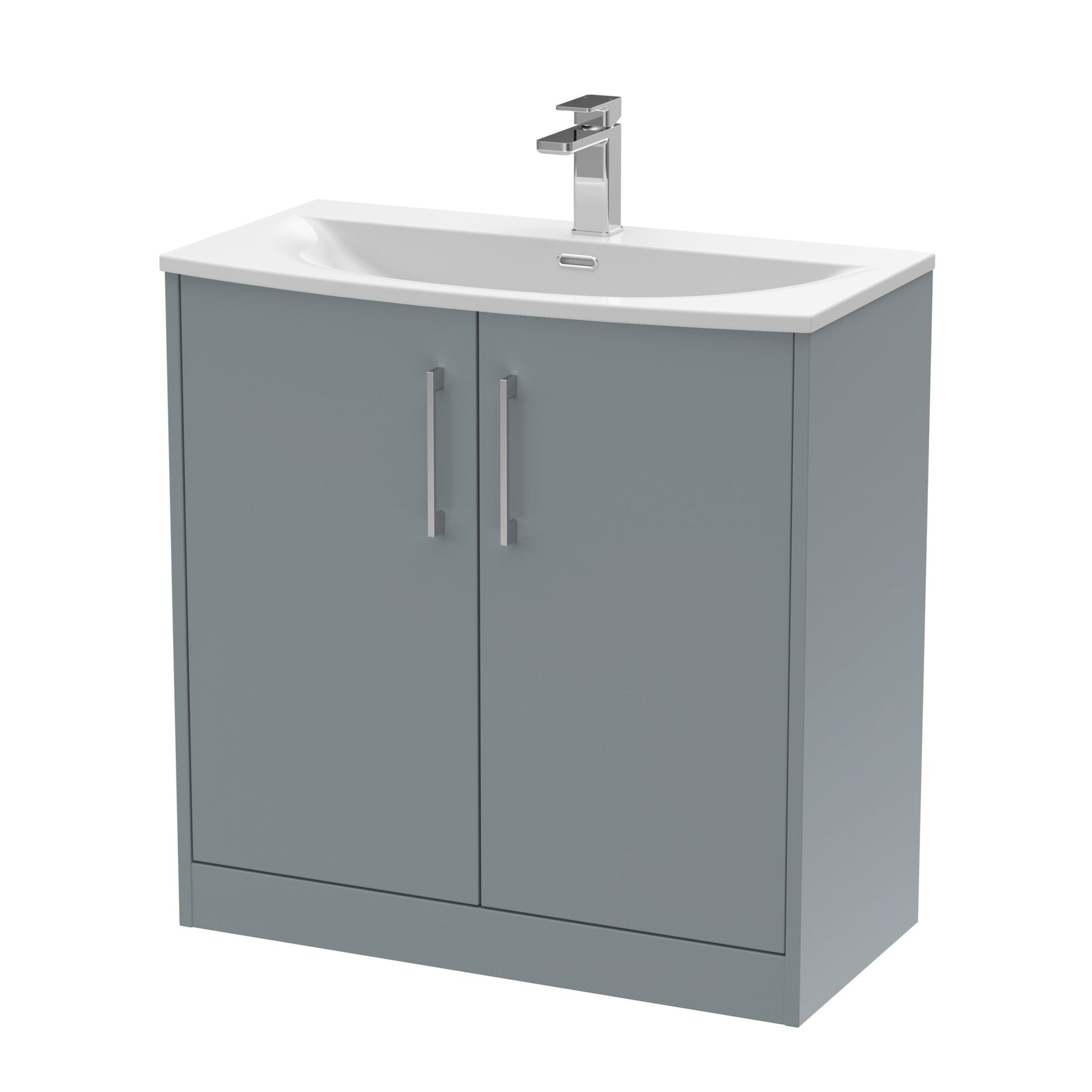 Hudson Reed Juno 800mm Floor Standing 2 Door Vanity & Basin 4 Contemp Coastal Grey MFC Smooth Matt 833x810x440mm - JJ Building Materials