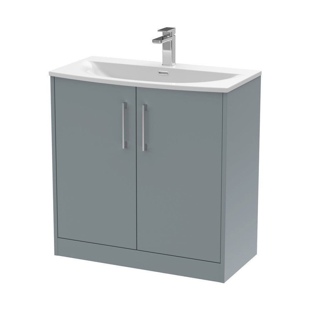 Hudson Reed Juno 800mm Floor Standing 2 Door Vanity & Basin 4 Contemp Coastal Grey MFC Smooth Matt 833x810x440mm - JJ Building Materials