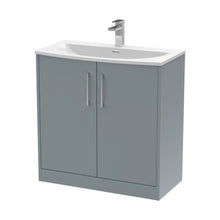 Hudson Reed Juno 800mm Floor Standing 2 Door Vanity & Basin 4 Contemp Coastal Grey MFC Smooth Matt 833x810x440mm - JJ Building Materials
