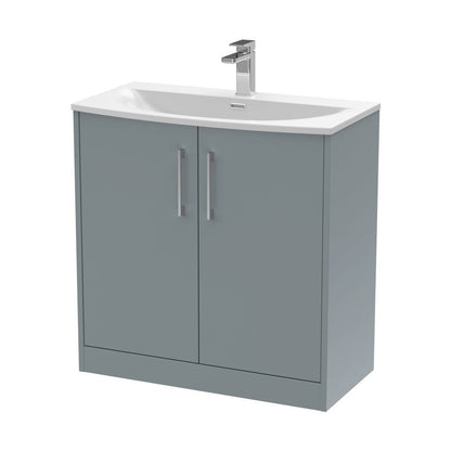 Hudson Reed Juno 800mm Floor Standing 2 Door Vanity & Basin 4 Contemp Coastal Grey MFC Smooth Matt 833x810x440mm - JJ Building Materials