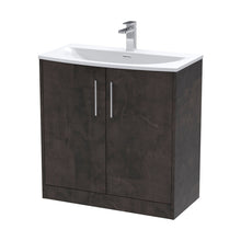 Hudson Reed Juno 800mm Floor Standing 2 Door Vanity & Basin 4 Contemp Metallic Slate MFC Textured Matt 833x810x440mm - JJ Building Materials