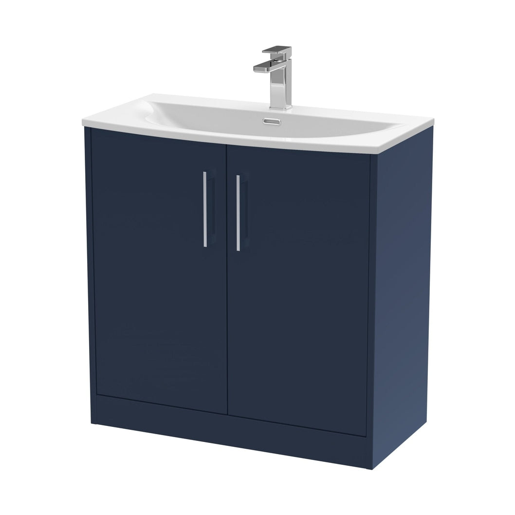 Hudson Reed Juno 800mm Floor Standing 2-door Vanity & Basin 4 Contemp Midnight Blue MFC Painted Matt 833x810x440mm - JJ Building Materials