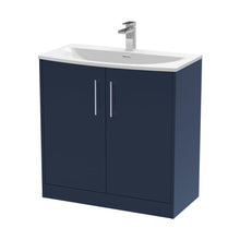 Hudson Reed Juno 800mm Floor Standing 2-door Vanity & Basin 4 Contemp Midnight Blue MFC Painted Matt 833x810x440mm - JJ Building Materials