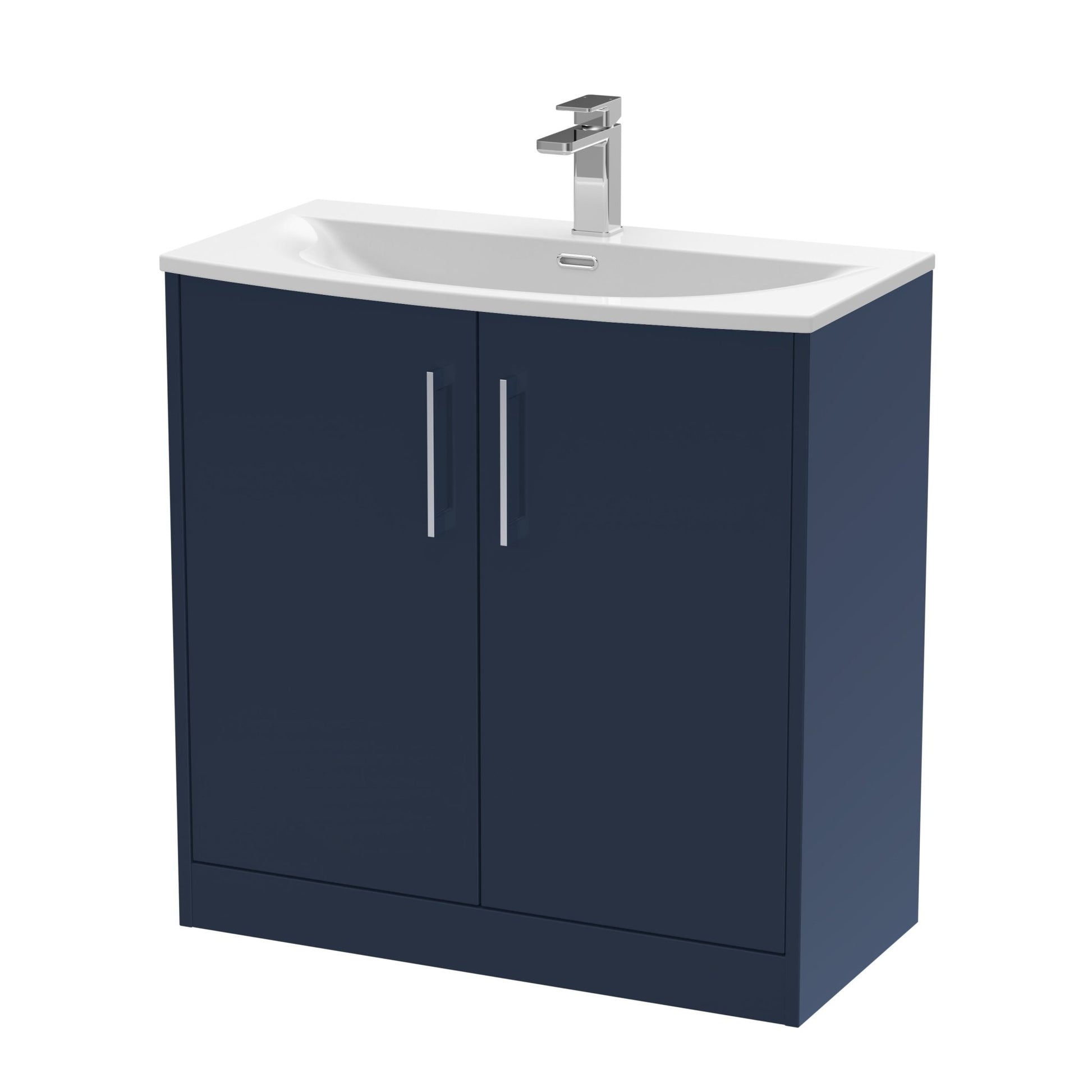 Hudson Reed Juno 800mm Floor Standing 2 - door Vanity & Basin 4 Contemp Midnight Blue MFC Painted Matt 833x810x440mm - JJ Building Materials