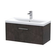 Hudson Reed Juno 800mm Wall Hung 1 Drawer Vanity & Basin 1 Contemp Metallic Slate MFC Textured Matt 399x810x390mm - JJ Building Materials
