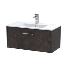 Hudson Reed Juno 800mm Wall Hung 1 Drawer Vanity & Basin 2 Contemp Metallic Slate MFC Textured Matt 374x800x390mm - JJ Building Materials