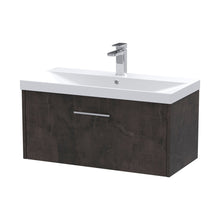 Hudson Reed Juno 800mm Wall Hung 1 Drawer Vanity & Basin 3 Contemp Metallic Slate MFC Textured Matt 409x810x395mm - JJ Building Materials