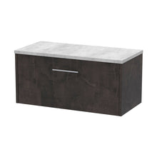 Hudson Reed Juno 800mm Wall Hung 1 Drawer Vanity & Worktop Contemp Metallic Slate MFC Textured Matt 381x805x390mm - JNU2625LBG - JJ Building Materials