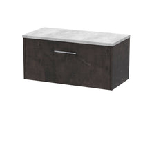 Hudson Reed Juno 800mm Wall Hung 1 Drawer Vanity & Worktop Contemp Metallic Slate MFC Textured Matt 381x805x390mm - JNU2625LBG - JJ Building Materials