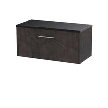 Hudson Reed Juno 800mm Wall Hung 1 Drawer Vanity & Worktop Contemp Metallic Slate MFC Textured Matt 381x805x390mm - JNU2625LSB - JJ Building Materials