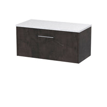 Hudson Reed Juno 800mm Wall Hung 1 Drawer Vanity & Worktop Contemp Metallic Slate MFC Textured Matt 381x805x390mm - JNU2625LSW - JJ Building Materials