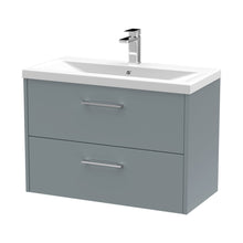 Hudson Reed Juno 800mm Wall Hung 2 Drawer Vanity & Basin 1 Contemp Coastal Grey MFC Smooth Matt 579x800x390mm - JJ Building Materials