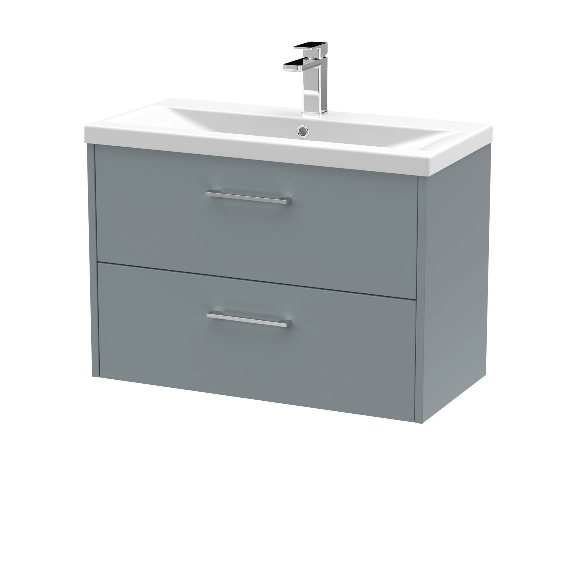 Hudson Reed Juno 800mm Wall Hung 2 Drawer Vanity & Basin 1 Contemp Coastal Grey MFC Smooth Matt 579x800x390mm - JJ Building Materials