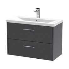 Hudson Reed Juno 800mm Wall Hung 2 Drawer Vanity & Basin 1 Contemp Graphite Grey Woodgrain MFC Textured Woodgrain 579x800x390mm - JJ Building Materials