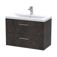 Hudson Reed Juno 800mm Wall Hung 2 Drawer Vanity & Basin 1 Contemp Metallic Slate MFC Textured Matt 579x810x390mm - JJ Building Materials