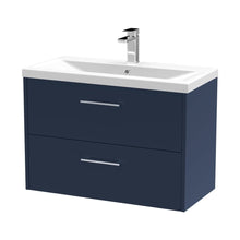 Hudson Reed Juno 800mm Wall Hung 2-drawer Vanity & Basin 1 Contemp Midnight Blue MFC Painted Matt 579x810x390mm - JJ Building Materials