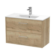 Hudson Reed Juno 800mm Wall Hung 2 Drawer Vanity & Basin 2 Contemp Autumn Oak MFC Textured Woodgrain 554x800x390mm - JJ Building Materials