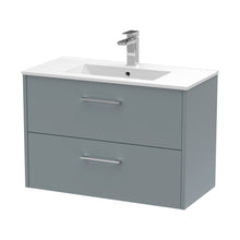 Hudson Reed Juno 800mm Wall Hung 2 Drawer Vanity & Basin 2 Contemp Coastal Grey MFC Smooth Matt 554x800x390mm - JJ Building Materials