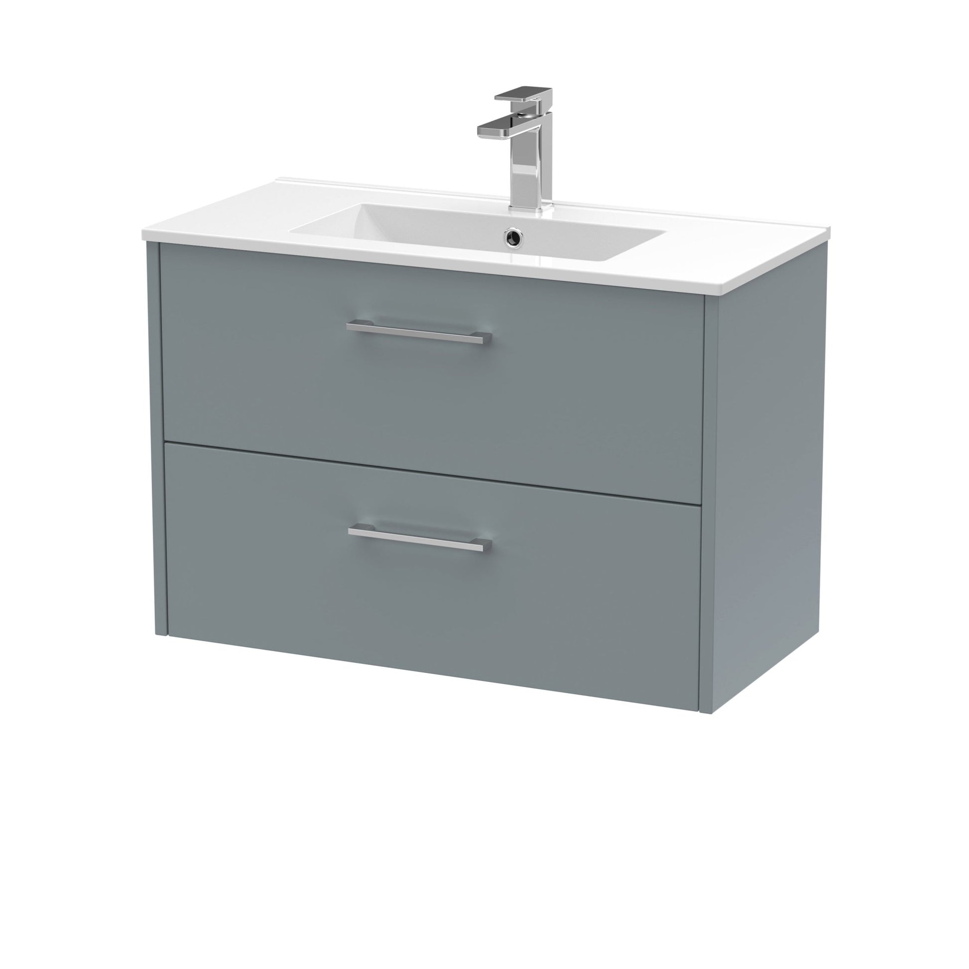 Hudson Reed Juno 800mm Wall Hung 2 Drawer Vanity & Basin 2 Contemp Coastal Grey MFC Smooth Matt 554x800x390mm - JJ Building Materials
