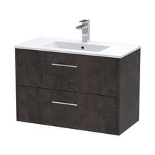 Hudson Reed Juno 800mm Wall Hung 2 Drawer Vanity & Basin 2 Contemp Metallic Slate MFC Textured Matt 554x800x390mm - JJ Building Materials