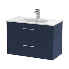 Hudson Reed Juno 800mm Wall Hung 2-drawer Vanity & Basin 2 Contemp Midnight Blue MFC Painted Matt 557x800x390mm - JJ Building Materials