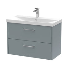 Hudson Reed Juno 800mm Wall Hung 2 Drawer Vanity & Basin 3 Contemp Coastal Grey MFC Smooth Matt 589x800x395mm - JJ Building Materials