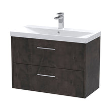 Hudson Reed Juno 800mm Wall Hung 2 Drawer Vanity & Basin 3 Contemp Metallic Slate MFC Textured Matt 589x810x395mm - JJ Building Materials