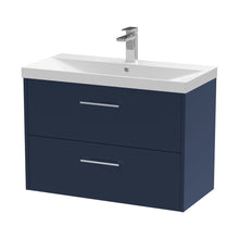 Hudson Reed Juno 800mm Wall Hung 2-drawer Vanity & Basin 3 Contemp Midnight Blue MFC Painted Matt 589x810x395mm - JJ Building Materials