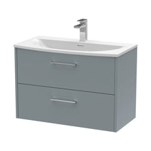 Hudson Reed Juno 800mm Wall Hung 2 Drawer Vanity & Basin 4 Contemp Coastal Grey MFC Smooth Matt 569x810x440mm - JJ Building Materials