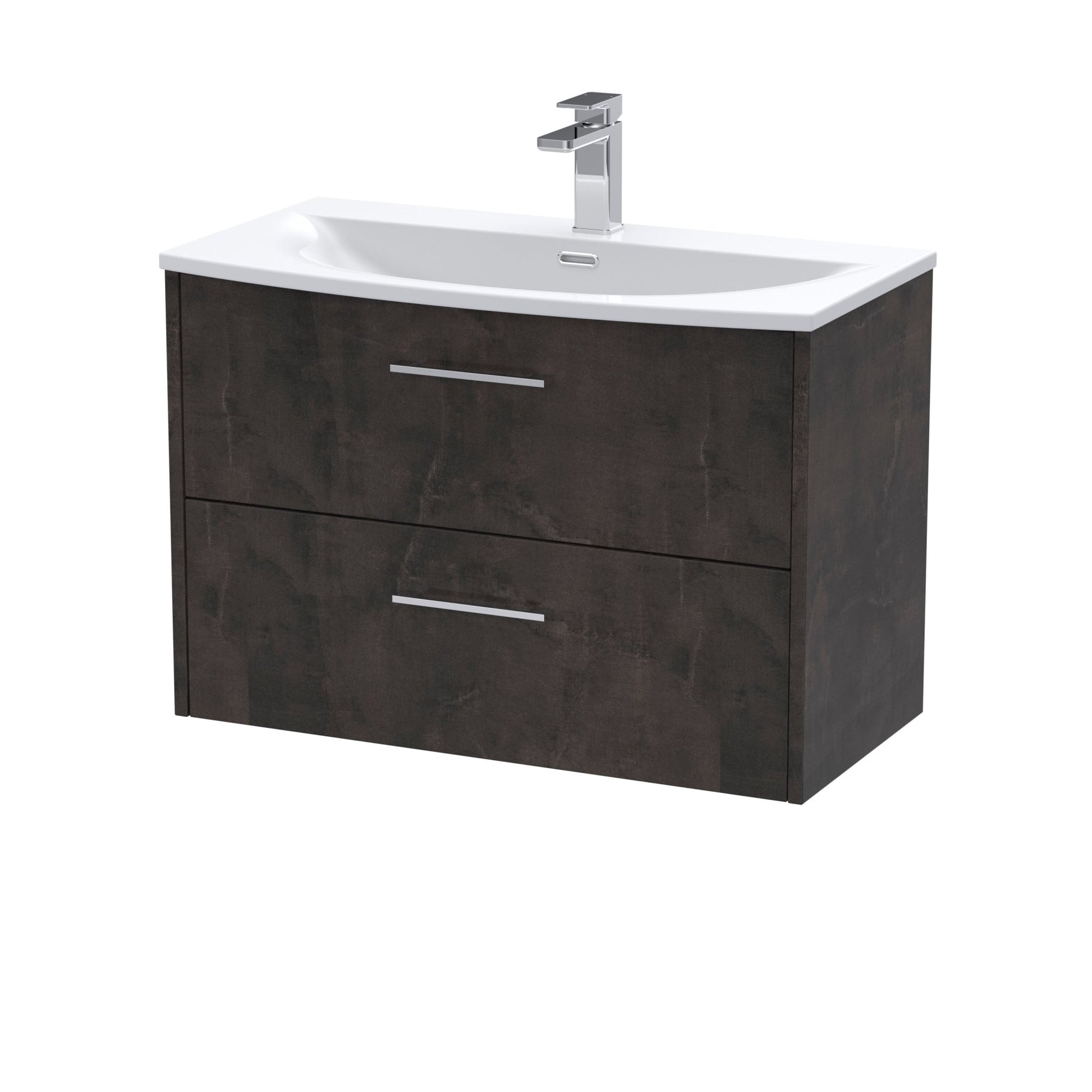 Hudson Reed Juno 800mm Wall Hung 2 Drawer Vanity & Basin 4 Contemp Metallic Slate MFC Textured Matt 569x810x440mm - JJ Building Materials
