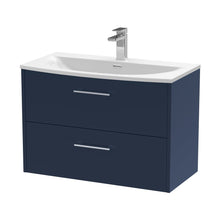 Hudson Reed Juno 800mm Wall Hung 2-drawer Vanity & Basin 4 Contemp Midnight Blue MFC Painted Matt 569x810x440mm - JJ Building Materials