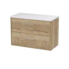 Hudson Reed Juno 800mm Wall Hung 2 Drawer Vanity & Laminate Top Contemp Autumn Oak MFC Textured Woodgrain 561x805x390mm - JNU1826LSW - JJ Building Materials