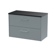 Hudson Reed Juno 800mm Wall Hung 2 Drawer Vanity & Laminate Top Contemp Coastal Grey MFC Smooth Matt 561x805x390mm - JNU2326LSB - JJ Building Materials