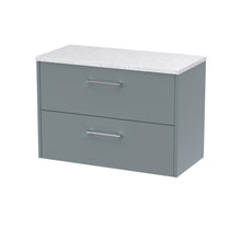 Hudson Reed Juno 800mm Wall Hung 2 Drawer Vanity & Laminate Top Contemp Coastal Grey MFC Smooth Matt 561x805x390mm - JNU2326LSW - JJ Building Materials