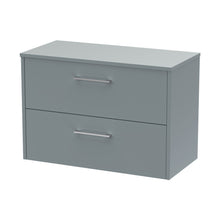 Hudson Reed Juno 800mm Wall Hung 2 Drawer Vanity & Worktop Contemp Coastal Grey MFC Smooth Matt 557x805x390mm - JJ Building Materials