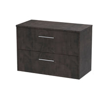 Hudson Reed Juno 800mm Wall Hung 2 Drawer Vanity & Worktop Contemp Metallic Slate MFC Textured Matt 557x805x390mm - JJ Building Materials