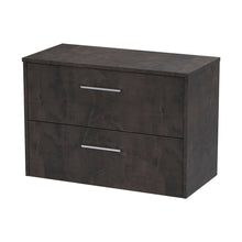 Hudson Reed Juno 800mm Wall Hung 2 Drawer Vanity & Worktop Contemp Metallic Slate MFC Textured Matt 557x805x390mm - JJ Building Materials