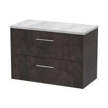 Hudson Reed Juno 800mm Wall Hung 2 Drawer Vanity & Worktop Contemp Metallic Slate MFC Textured Matt 561x805x390mm - JNU2626LBG - JJ Building Materials