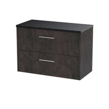 Hudson Reed Juno 800mm Wall Hung 2 Drawer Vanity & Worktop Contemp Metallic Slate MFC Textured Matt 561x805x390mm - JNU2626LSB - JJ Building Materials