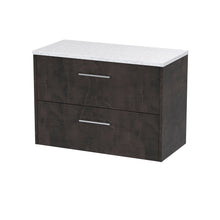 Hudson Reed Juno 800mm Wall Hung 2 Drawer Vanity & Worktop Contemp Metallic Slate MFC Textured Matt 561x805x390mm - JNU2626LSW - JJ Building Materials