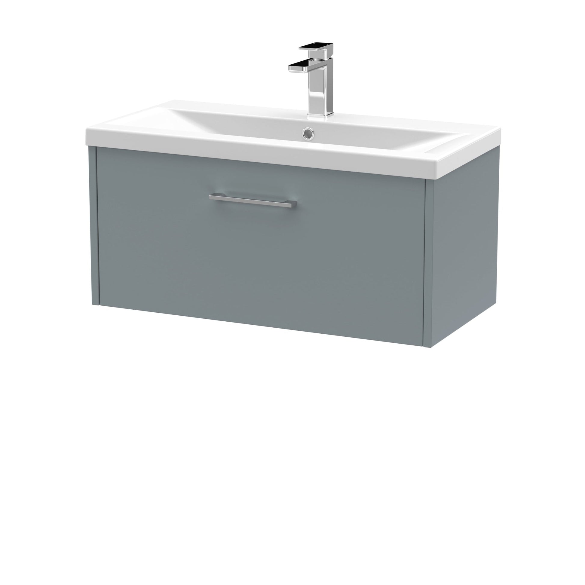 Hudson Reed Juno 800mm Wall Hung Single Drawer Vanity & Basin 1 Contemp Coastal Grey MFC Smooth Matt 399x800x390mm - JJ Building Materials