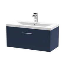 Hudson Reed Juno 800mm Wall Hung Single Drawer Vanity & Basin 1 Contemp Midnight Blue MFC Painted Matt 399x810x390mm - JJ Building Materials