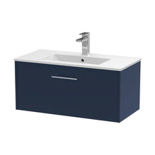 Hudson Reed Juno 800mm Wall Hung Single Drawer Vanity & Basin 2 Contemp Midnight Blue MFC Painted Matt 377x800x390mm - JJ Building Materials