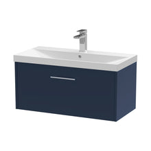 Hudson Reed Juno 800mm Wall Hung Single Drawer Vanity & Basin 3 Contemp Midnight Blue MFC Painted Matt 409x810x395mm - JJ Building Materials