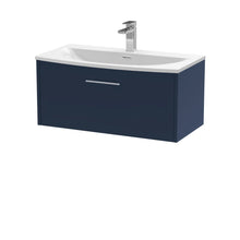 Hudson Reed Juno 800mm Wall Hung Single Drawer Vanity & Basin 4 Contemp Midnight Blue MFC Painted Matt 389x810x440mm - JJ Building Materials